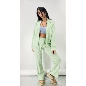 VTG Pamela Solid Green Suit Set Pants Wide Regular Size Large